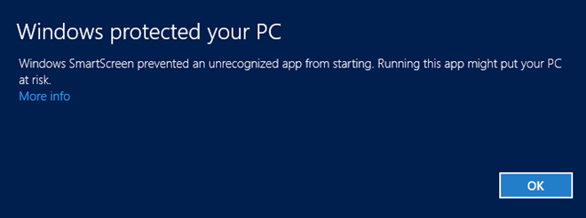 Windows SmartScreen: Windows protected your PC