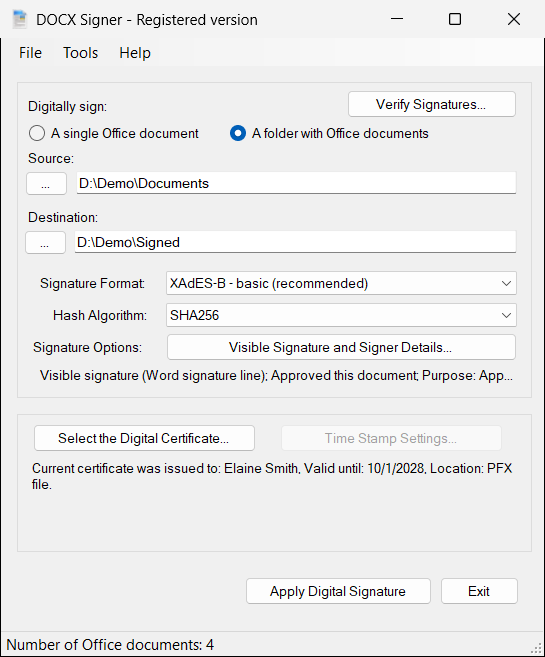 Main window in folder mode