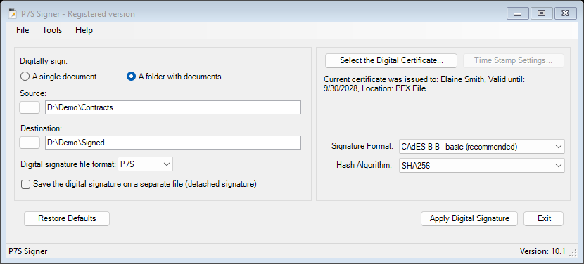 Main window in folder mode