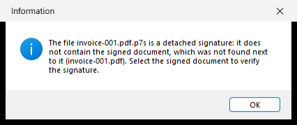 Message asking for the signed document of a detached signature