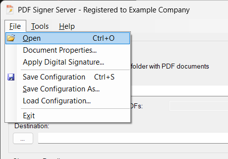 The File menu.