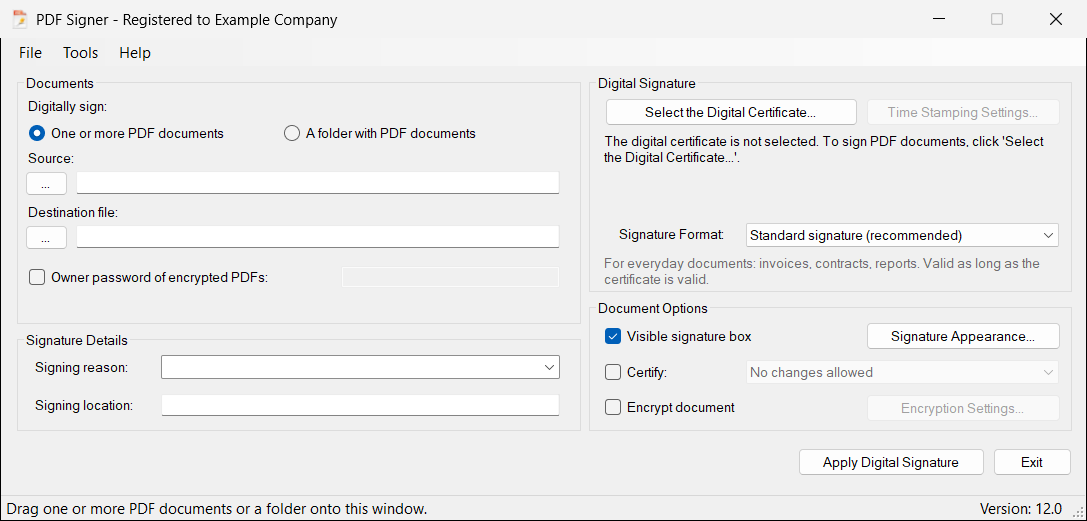 After the registration the title changes to Registered to and your name (or Registered version if you did not type a name), and the buy buttons disappear.