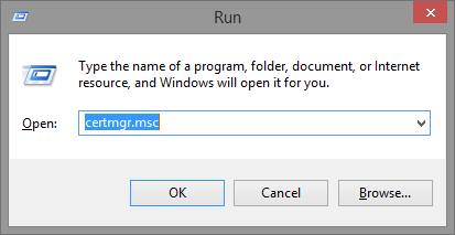 Type certmgr.msc in the Run window.