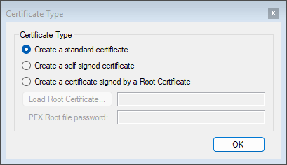 Certificate Type window