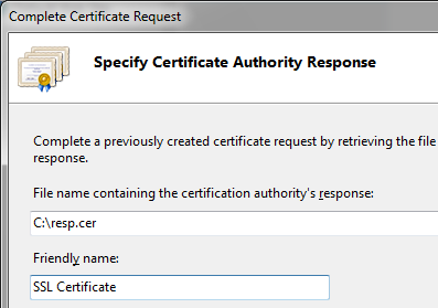IIS, Complete Certificate Request