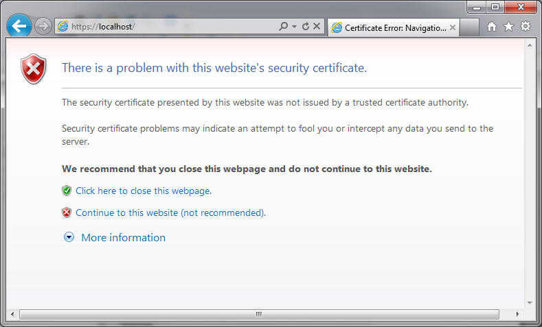 Untrusted certificate in the browser