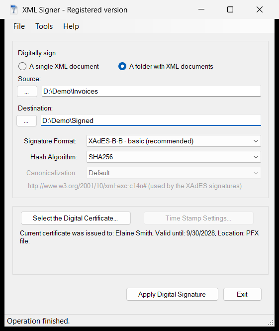 Main window in folder mode