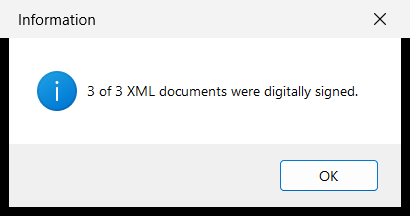 Message: 3 of 3 XML documents were digitally signed